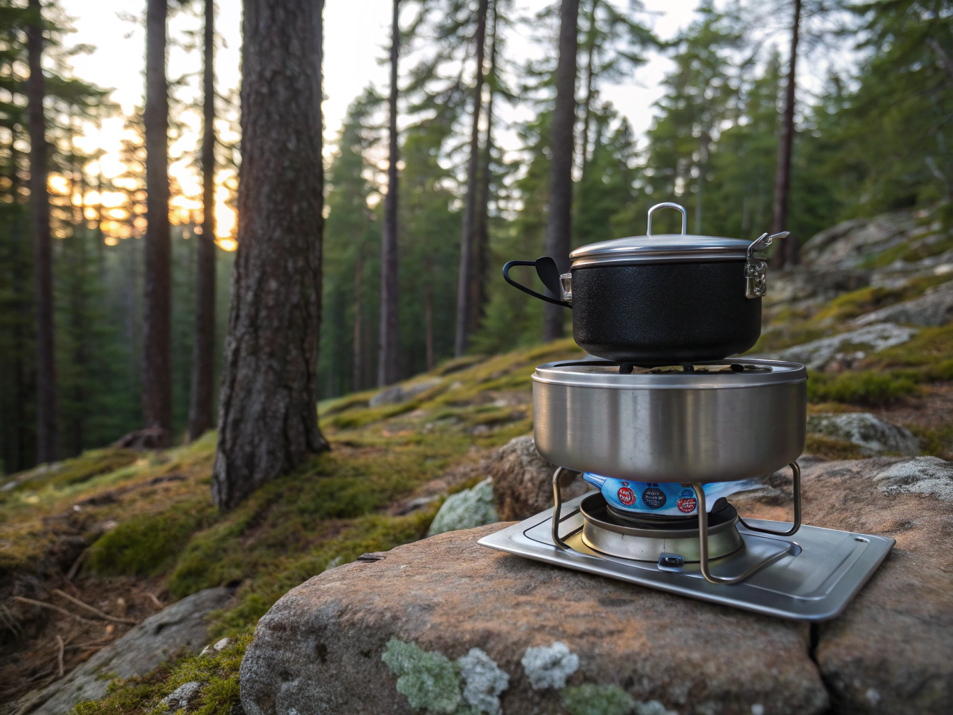 Professional camping stove and stainless steel cookware